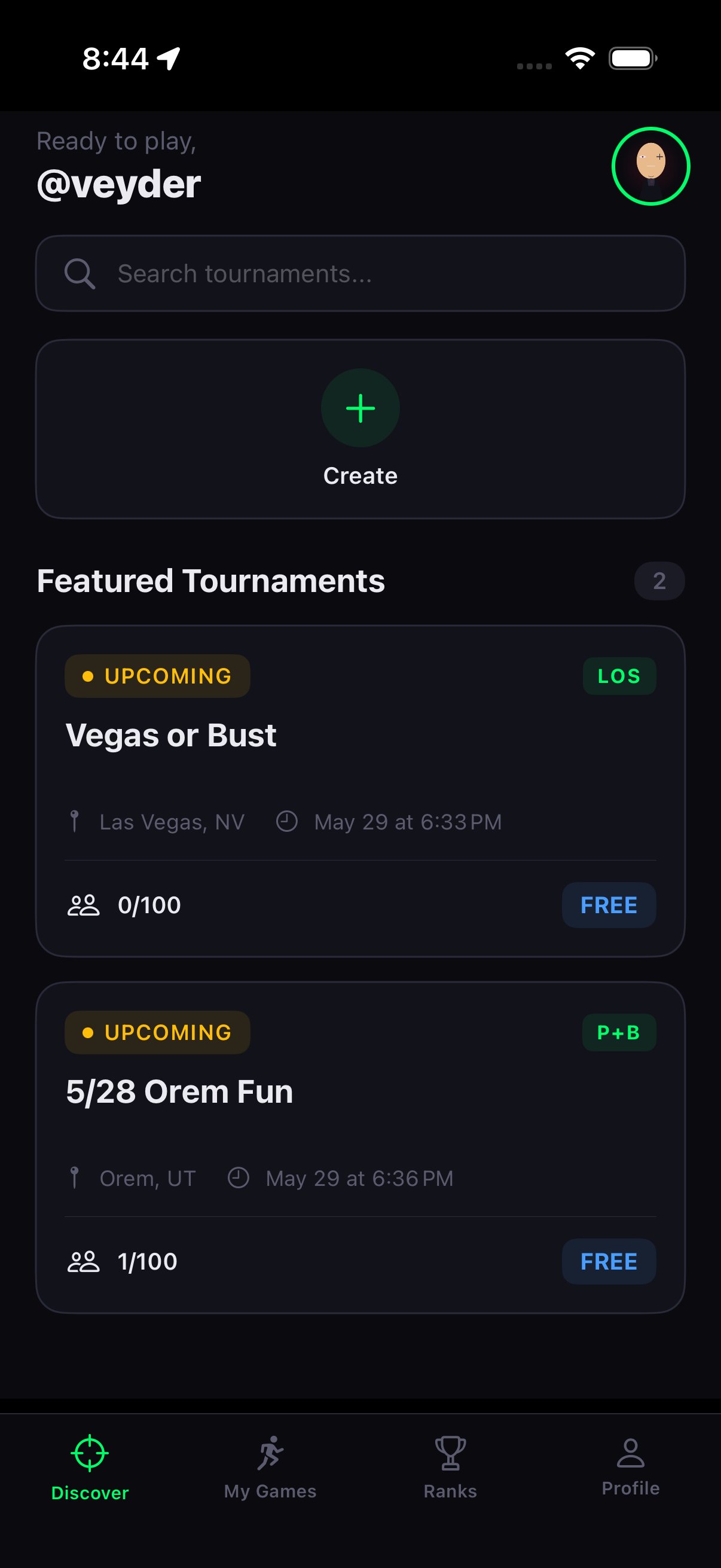 Discover and join tournaments