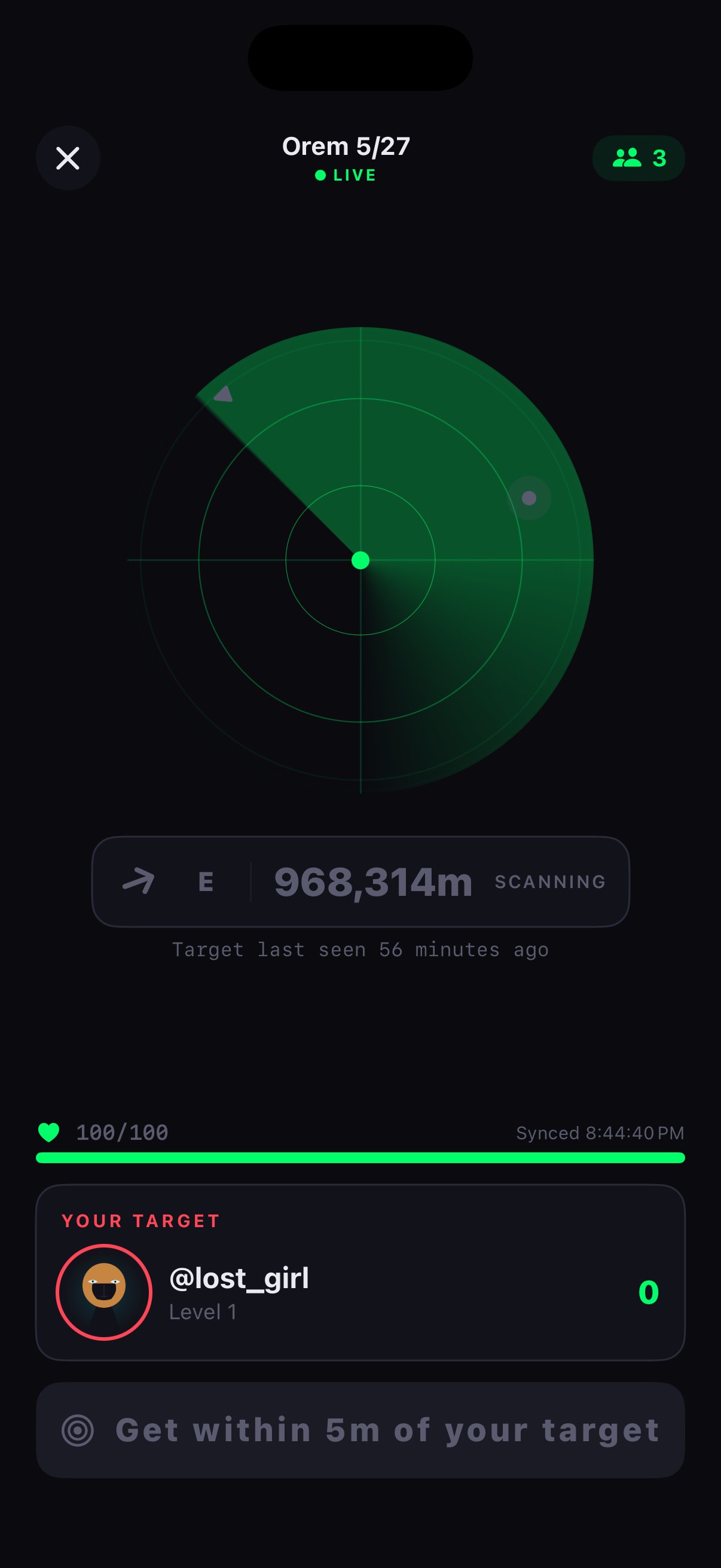 Live tournament radar tracking your target
